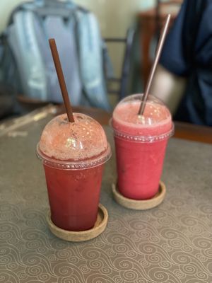 Fresh watermelon juice and strawberry soda - Kin & Koff Café, Bangkok  at Kin & Koff Café in Bangkok