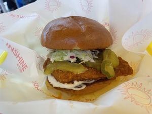 Hot chicken sandwich  at Hey Sunshine Kitchen in Culver City