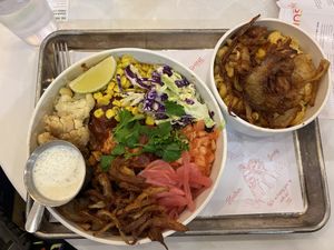 BBQ Tofu Bowl and Mac & Cheese   at Hey Sunshine Kitchen in Culver City
