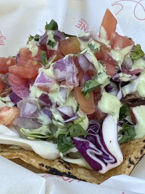 “Carnitas” tacos with jackfruit  at Hey Sunshine Kitchen in Culver City