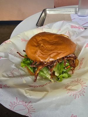 Crispy chicken (I smashed it by picking it up) at Hey Sunshine Kitchen in Culver City