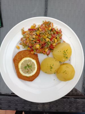 Cordon Bleu and Boiled Potatoes at Strandcafe Rondell in Butjadingen