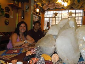 The community table at Shaman in Cuzco, Peru. at Shaman Restaurant in Cusco