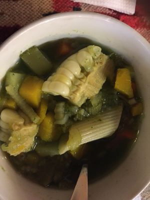 Nutrient packed soup  at Shaman Restaurant in Cusco