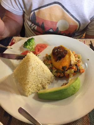 Rocoto relleno (stuffed capsicum / pepper) at Shaman Restaurant in Cusco