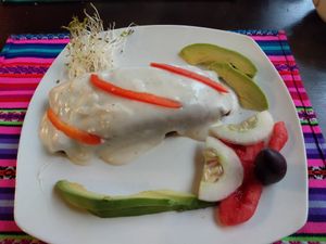 Quinoa and vegetable roll at Shaman Restaurant in Cusco