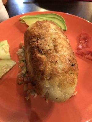 Stuffed potato at Shaman Restaurant in Cusco