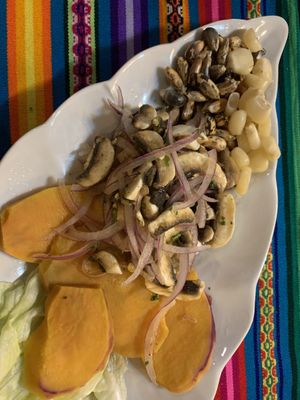 Mushroom ceviche at Shaman Restaurant in Cusco