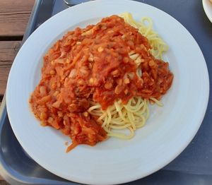 Lentil bolognese at Täffä (Teknologföreningen) in Espoo
