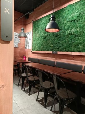 Interior seating area at Frittenwerk - Alexa Mall in Berlin