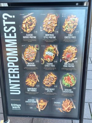 Labelled vegan fries options at Frittenwerk in Mannheim