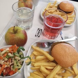 vegan burger in restaurant (meals are occasionally swapped into a different option) at IKEA in Groningen