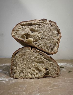 Rye flour sourdough bread at Crust in Yerevan