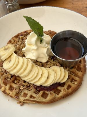 Waffle with bananas and walnuts!  at The Butcher's Daughter - Nolita in New York City