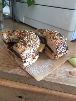 Breakfast bagel at The Butcher's Daughter - Nolita in New York City