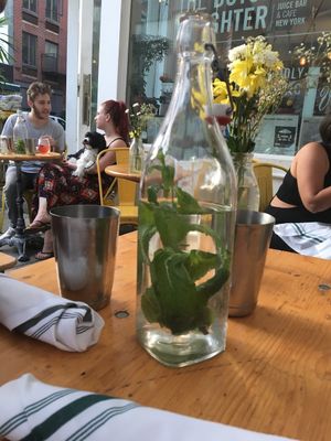 Water with mint for free at The Butcher's Daughter - Nolita in New York City