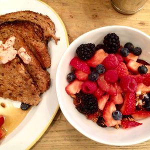 Vegan French toast and Granola/Berry bowl  at The Butcher's Daughter - Nolita in New York City