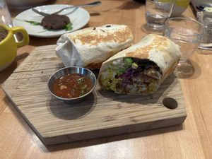 Vegan breakfast burrito, added vegan chorizo   at The Butcher's Daughter - Nolita in New York City