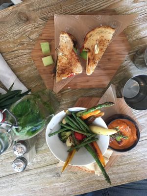 Grilled cheese and hummus with veggies at The Butcher's Daughter - Nolita in New York City