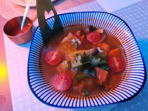 Veggie spicy soup at Padthaii  in Quarteira