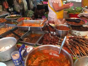 tons of vegan protein options at Vegan Thai Food Stalls in Bangkok