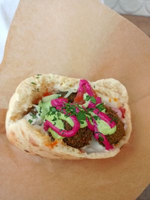 Falafel vegan wrap at Electro Camel in Vienna