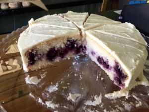 Lemon blueberry cheesecake at Crumbs Organic Bakehouse in Kensington