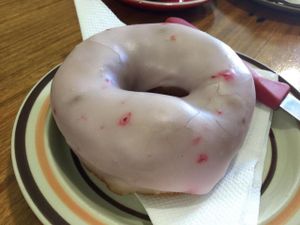 Iced donut at Crumbs Organic Bakehouse in Kensington