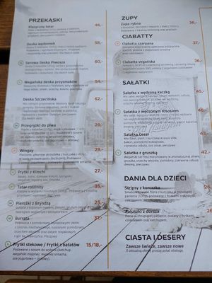 Menu2 at Browar Pod Zamkiem in Szczecin