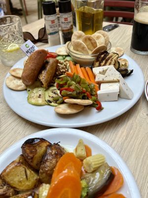 Vegan Platter and oven baked vegetables and potatoes  at Coogi's Pizzeria & Bistrot in Mdina