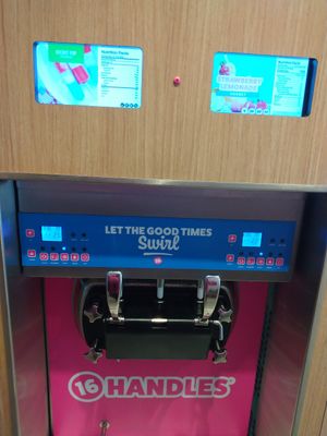 Vegan flavors are marked with a V on the screen at 16 Handles  in Naples