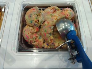 Vegan cookie dough in toppings bar at 16 Handles  in Naples