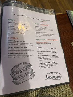 Vegan part of menu  at Maniero in Santiago