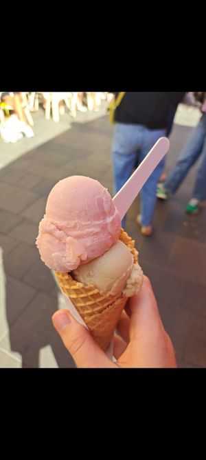 Peach and rhubarb at Fenocchio - Place Rossetti in Nice