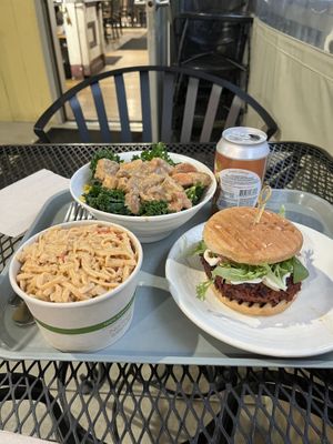 Pad thai salad, tofu ginger bowl, southwest bbq burger   at Sunflower Cafe in Nashville