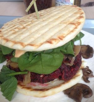 Beet Veggie Burger at Sunflower Cafe in Nashville