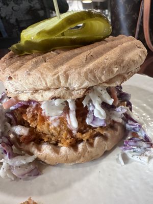 Hot chick’n sandwich   at Sunflower Cafe in Nashville