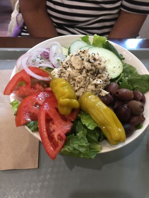 Greek salad w/tofu feta  at Sunflower Cafe in Nashville