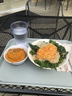 Portobello bowl + sweet potato casserole at Sunflower Cafe in Nashville