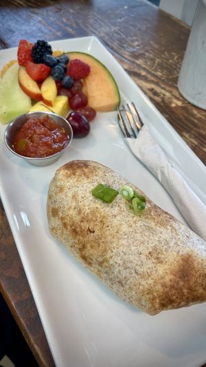 Breakfast burrito veganized   at Muddy Waters Cafe in Harrison Hot Springs