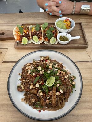Spiced Tempe tacos and vegan pad Thai   at Seaesta Komodo Hostel & Hotel in 