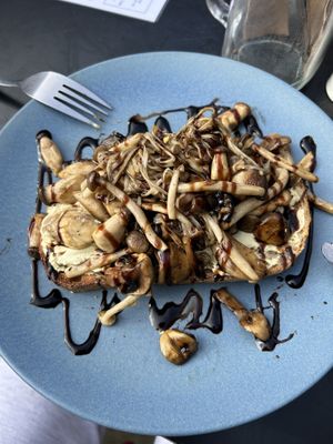 Mushrooms mix-up v/o with cashew cheese  at Café Bits and Bites in Ferntree Gully