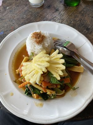 Nasi campur   at Water Castle Cafe in Yogyakarta