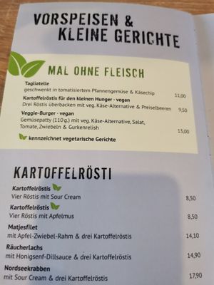 A small selection from the menu at Pier Vier in Cuxhaven