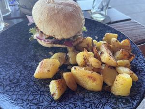 Fake chicken burger  at Pier Vier in Cuxhaven