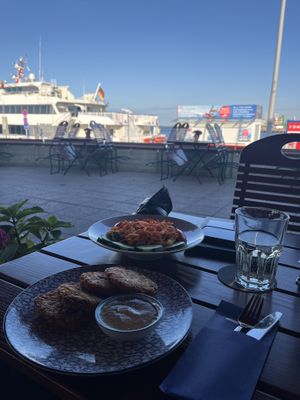 View of the harbor  at Pier Vier in Cuxhaven