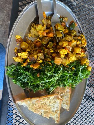 Kale scramble, 3/5. The tofu itself was pretty bland but hash was good!  at Green Sage Cafe - South in Asheville