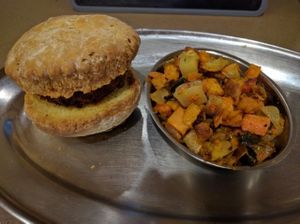 Soyrizo biscuit, root hash at Green Sage Cafe - South in Asheville