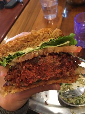 beet burger w/ brown rice tabbouleh  at Green Sage Cafe - South in Asheville