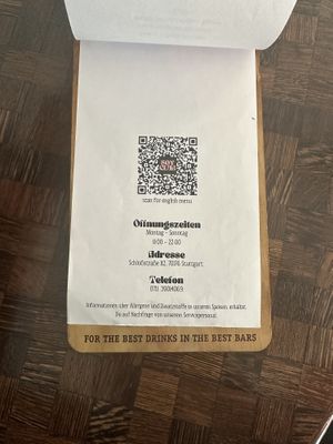 English menu   at Soy Club in Stuttgart